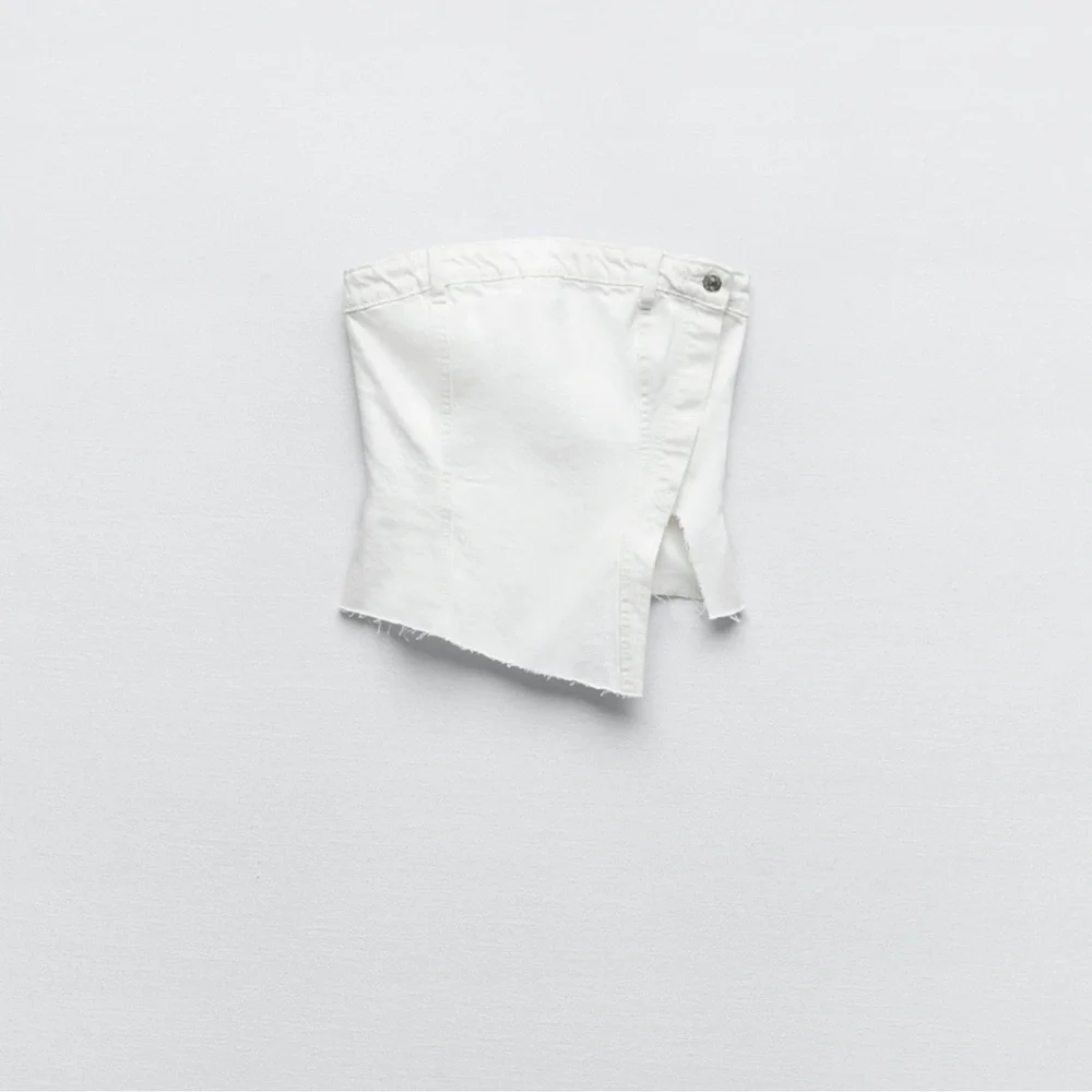 ZARA DENIM TRF CORSET TOP - Picture 5 of 7